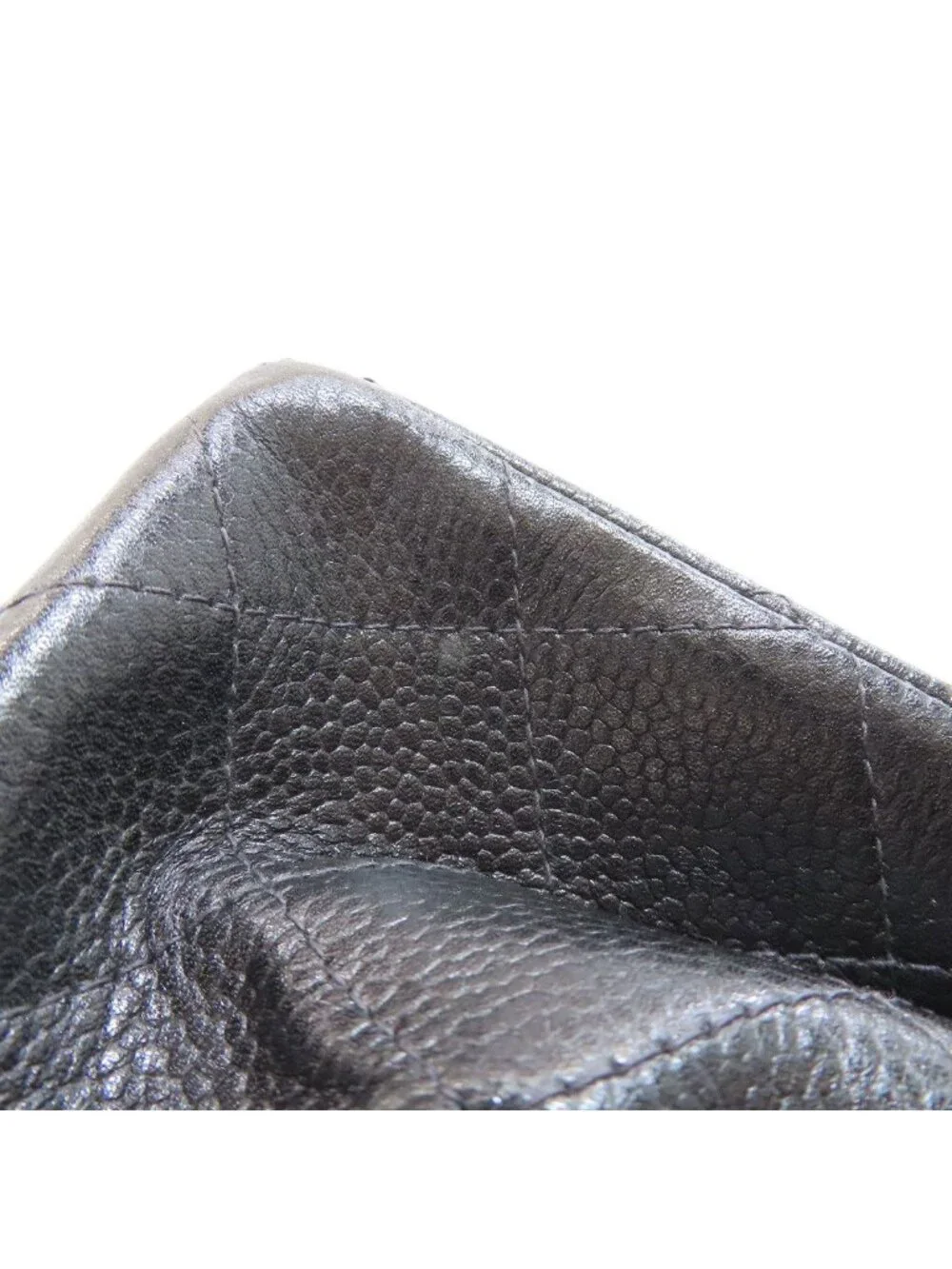 Chanel Quilted Double Face Silver Handbag Grained Calfskin